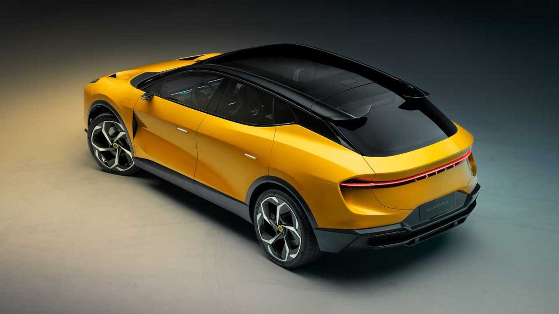 Вид ззаду під високим кутом Lotus Eletre