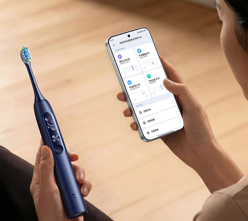 The Mijia Pro's six-axis sensor tracks brush angle and position in real time.
