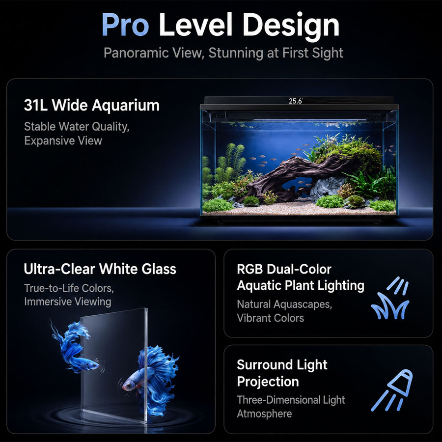 The 1.47-inch LCD displays water temperature and system alerts at a glance.