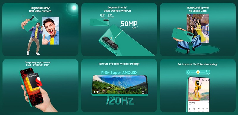 A 6,000mAh battery with 45W wired charging powers the Galaxy F70 Pro 5G.