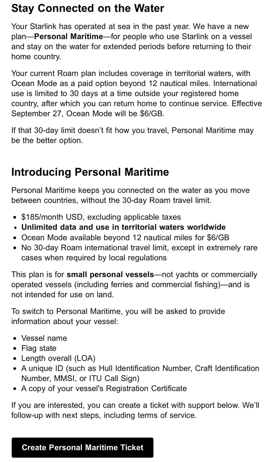 Personal Maritime від Starlink